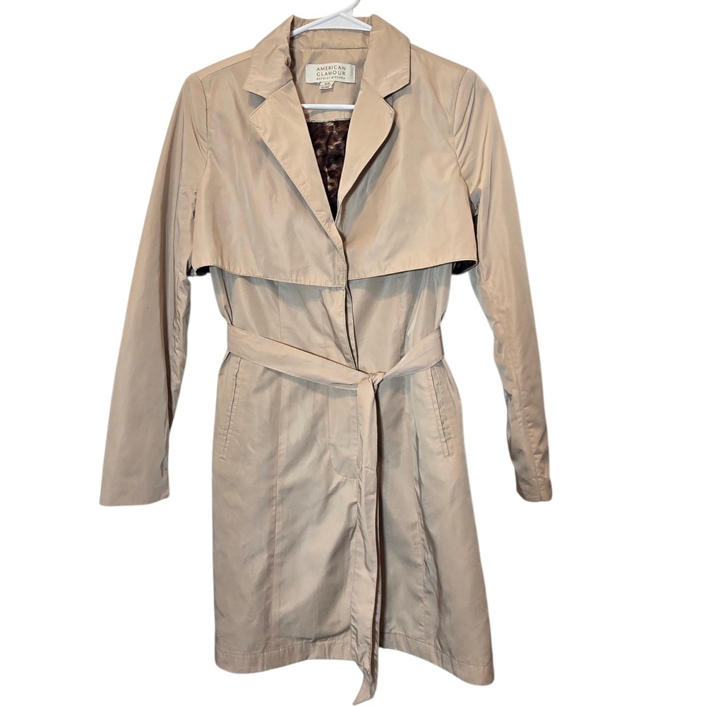 Badgley Mischka Raincoat XS Beige Belted Trench Jacket Classic Chic